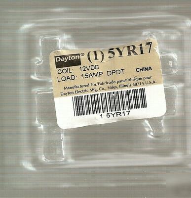 Dayton 5YR17 12VDC 8PIN dpdt relay & socket 2A582 