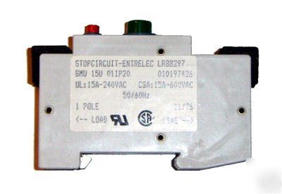 New din rail mount circuit breaker, 15A 1 pole entrelec 