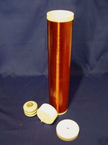 Tesla coil secondary green w/ spun aluminum toroid 