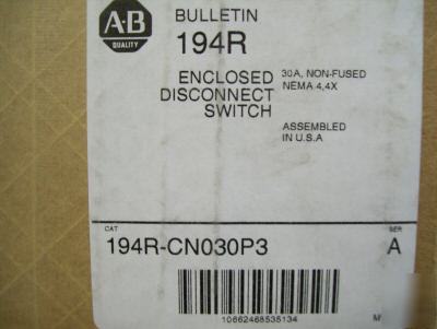 New allen bradley 194-CN030P3 enclosed disconnect switch 