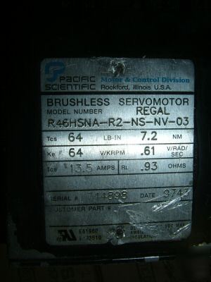 Pacific scientific brushless servo motor regal R46 