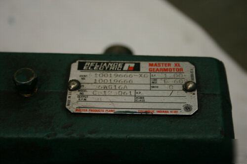 Reliance duty master a-c motor 3/4 hp. w/ xl gearmotor.
