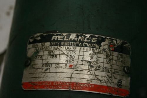 Reliance duty master a-c motor 3/4 hp. w/ xl gearmotor.
