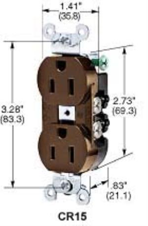 Hubbell CR20WHI commercial series duplex receptacle