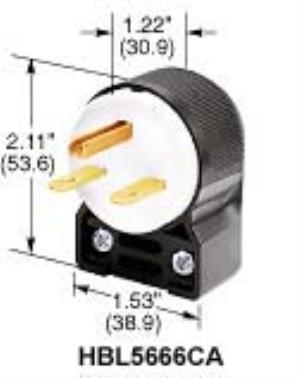 Hubbell HBL5366CA angled insulgrip series plug black