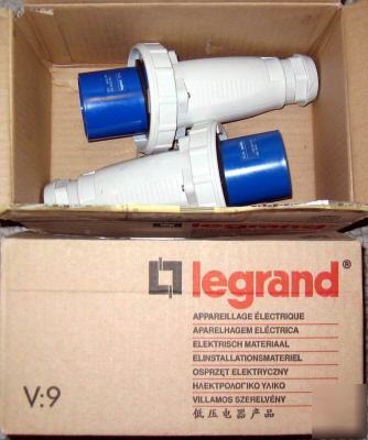 Lot of 2 legrand 58700 63A 2P+e 250V IP67 plugs