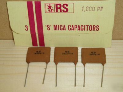 New pack of 3 rs 1,800PF 's' mica vintage capacitors - 
