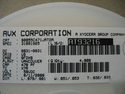 ***avx smt 0805 470PF capacitors 4K pcs***