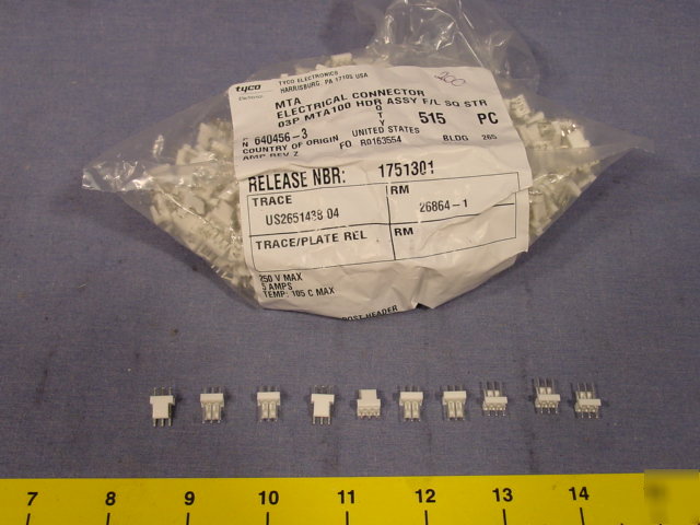 515 amp / tyco electronics connectors part # 640456-3 n