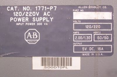 Allen bradley ac power supply 1771-P7 120/220 v