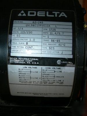 Delta marathon 3/4 hp .75 hp 1PH 120/240 v motor