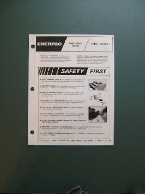 Enerpac cable bender instruction sheet/booklet/manual