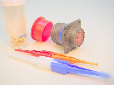 New D38999/20WD97PN, mil spec connector, pins and tool, 