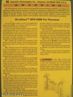 Sti optofence-b OF4100B test procedure 72