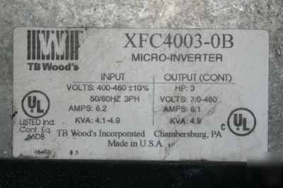 Tb woods ac inverter drive 3 ph 480 volts 3 hp