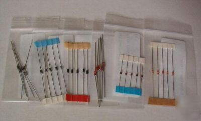 Zener diodes - 6 values available 10 zeners - - bin 