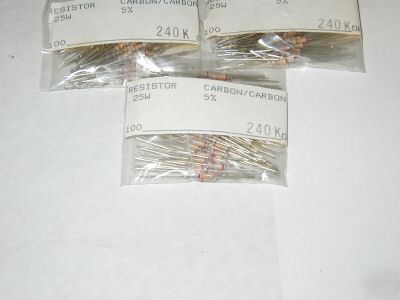 Resistors 1/4 watt 240K ohms lot of 300