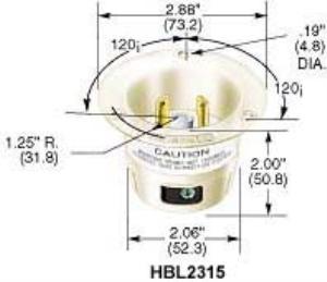 Hubbell HBL2315 twist-lock flanged inlet