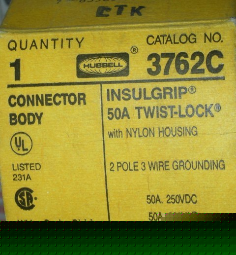 Hubbell insulgrip twist-lock 50AMP 3762C nos