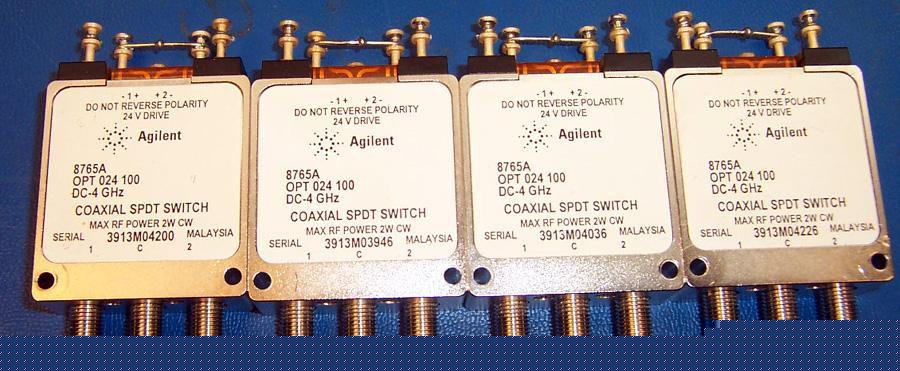 Lot of 4 hp agilent 8765A dc-4GHZ coaxial switch spdt