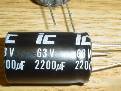 New 10 ic 63V 2200UF 3 lead radial capacitors 