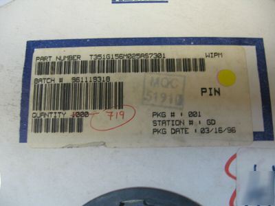 100PCS p/n T351G156M025AS7301 ; tant cap , 15.0UF 25.0V