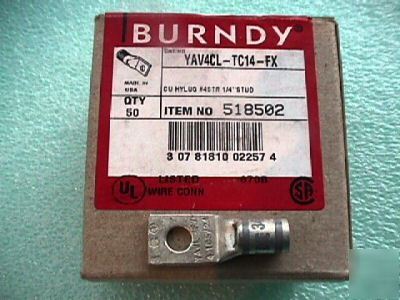 New burndy box /50 YAV4CL-TC14-fx cable lug 4 awg 1HOLE