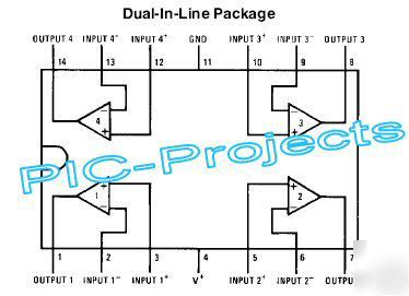 LM324N quad op-amp 14 pin dil - LM324 opamp amplifier