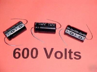 20UF at 600 volt - axial electrolytic capacitors :qty=3