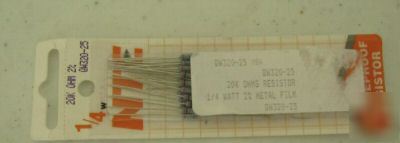 25 pack 20K ohm resistors 1/4 watt 2% metal film