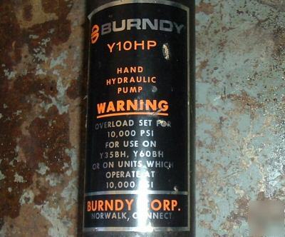 Burndy hand hydraulic pump Y10HP crimp head Y46 w/hose 
