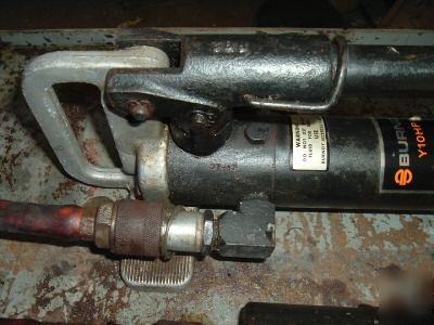 Burndy hand hydraulic pump Y10HP crimp head Y46 w/hose 