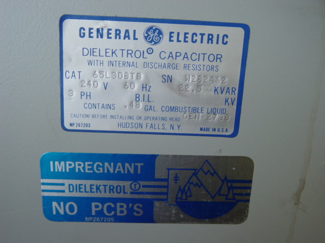 Ge capacitor 22.5 kvar 240V 65L308TB general electric