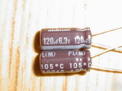 200 nichicon 6.3V 120UF radial 105C low esr capacitors