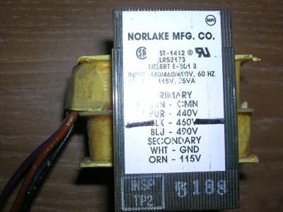 Norlake liebert st-1412 e-501 transformer 115V 75VA 60
