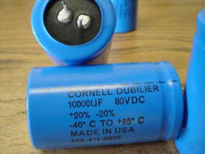 New 10 cornell dubilier 80V 10000UF snap in capacitors 