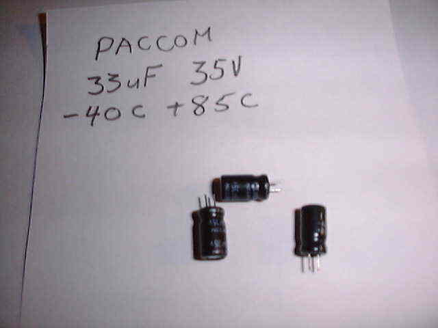 100 - paccom radial capacitors 33UF 35V 20% -40C - +85C