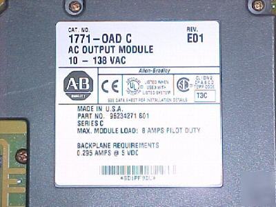Allen-bradley ac output module rev. E01 (1771-oad c)