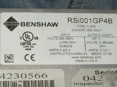 Benshaw variable frequency motor drive RSI001GP4B nnb