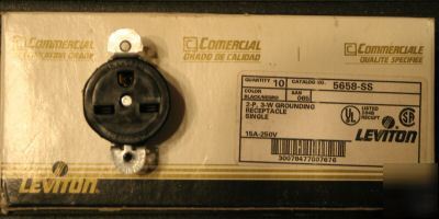 New leviton 5658-ss single receptacle 15A-250V 10PC. 