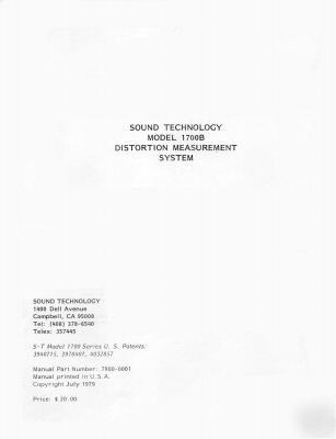 ST1700B sound technology service & operation manual 