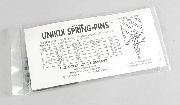 Unikix spring-pins 25 pack unit # gp-55 nip