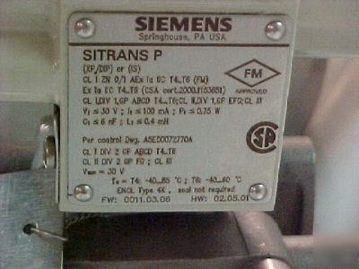 Siemens sitran p dlll pressure transmitter w extra seal