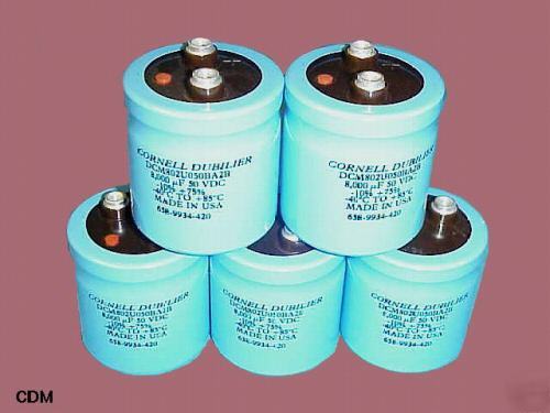 Capacitor, cornell/dubilier, 8000UF, -10+75%, 50VDC