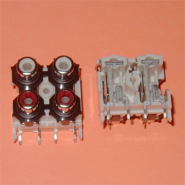 4 pieces 2X2 red/white rca pin jack phono jacks pcb