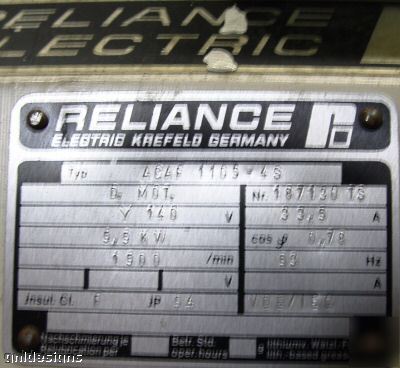 Reliance krefeld servo motor 5.5KW no.acaf 1109-45 nice