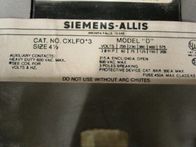 Siemens - allis heavy duty nema size 4.5 contactor