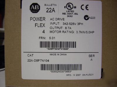 Allen bradley powerflex 4 22A-D8P7N104 /a 