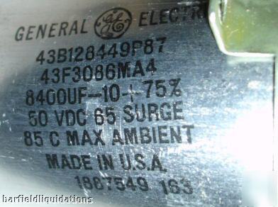 Large ge 50 vdc 65 surge fixed ele capacitor 10+75%