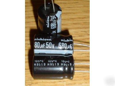 New 50 nichicon 50V 680UF hi-temp radial capacitors 